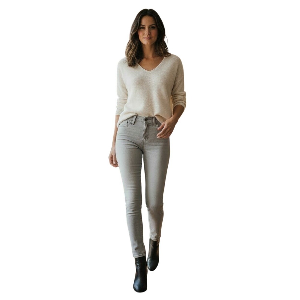 NWT ASKK NY Mid Rise Skinny Jeans Light Gray Denim USA Made 27x28 $190
